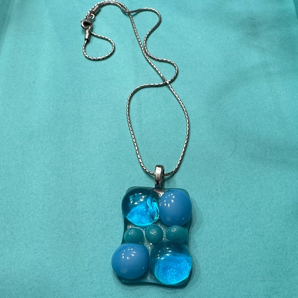 Blue Glass Pendant Necklace